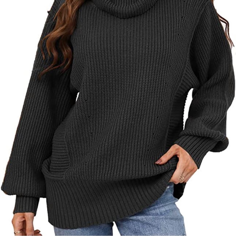 Women's Fall Winter Long Sleeve Oversized Knit High Turtleneck Sweater L…